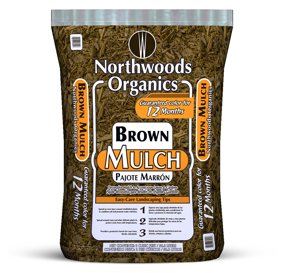 Bag of Northwoods Organics Brown Mulch