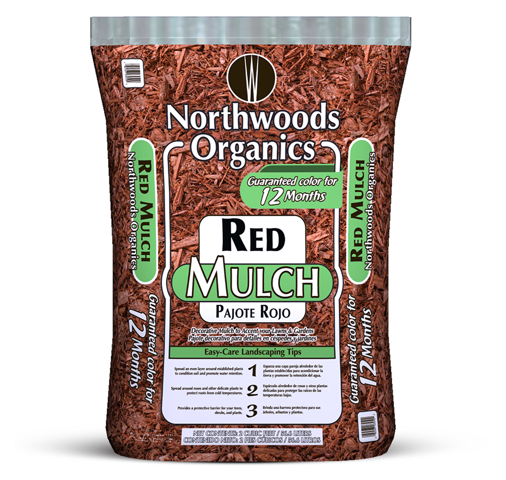 Bag of Northwoods Organics Red Mulch